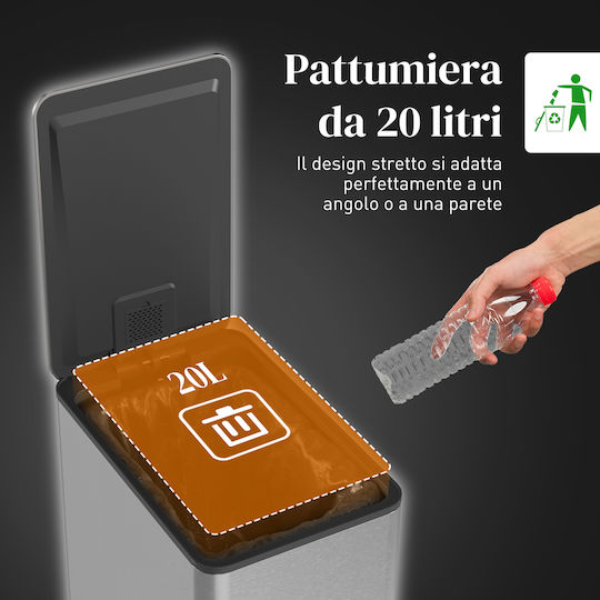 HomCom Coș De Gunoi Din Oțel Inoxidabil 20lt Argintiu