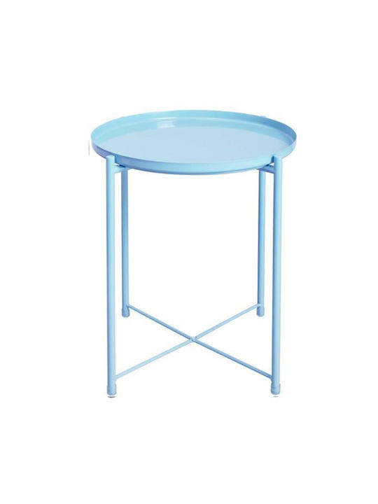 Round Side Metal Coffee Table Light Blue W42xL42xH53cm