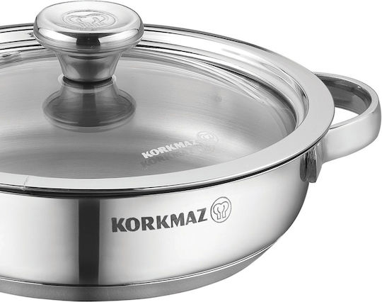 Korkmaz Ανοξείδωτη Ρηχή Κατσαρόλα 5lt /