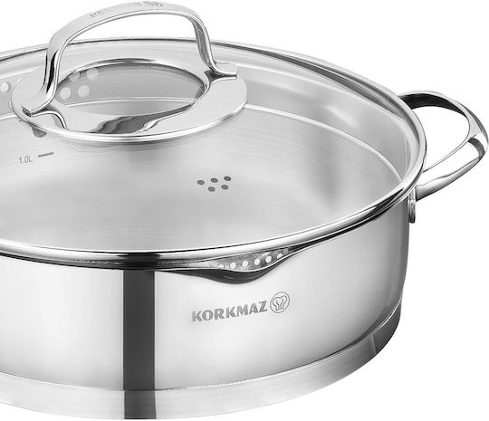 Korkmaz Korkmaz Rostfreier Stahl Untiefe Topf 3lt / 24cm
