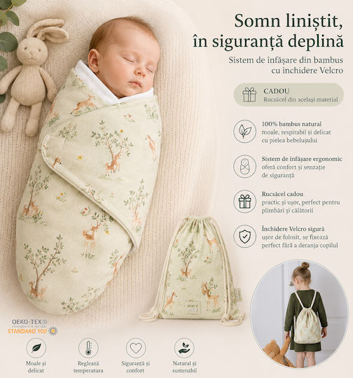 Amy Pătură Pepinieră Swaddling 72x60cm Amy Pătură Pepinieră Swaddling 72x60cm