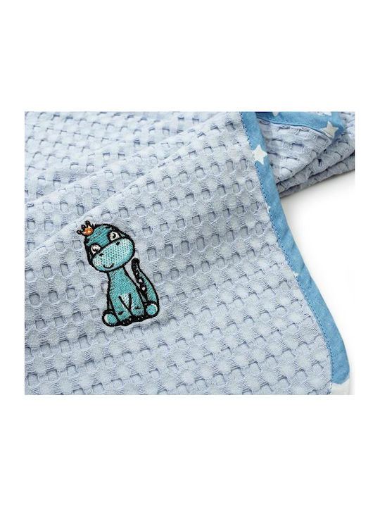 Dimcol Nursery Swaddling Blanket Dinosaur Waffle Light Blue 80x110cm
