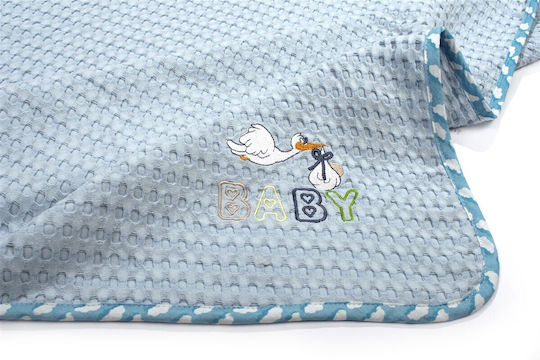 Dimcol Κουβέρτα Κούνιας Stork Πικέ Γαλάζια 100x160εκ.