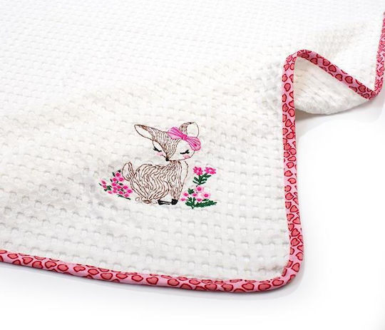 Dimcol Nursery Swaddling Blanket Deer Waffle White 80x110cm