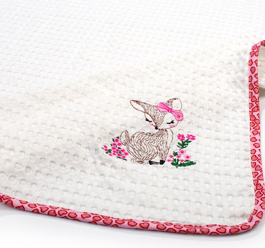 Dimcol Nursery Swaddling Blanket Deer Waffle White 80x110cm