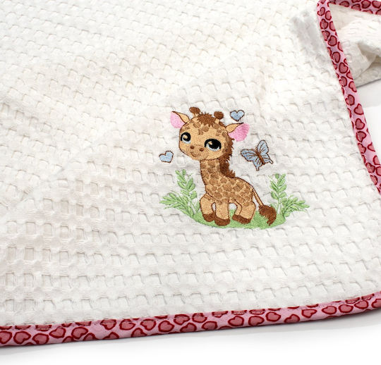 Dimcol Pătură Pepinieră Swaddling Giraffe Pique Albă 80x110cm