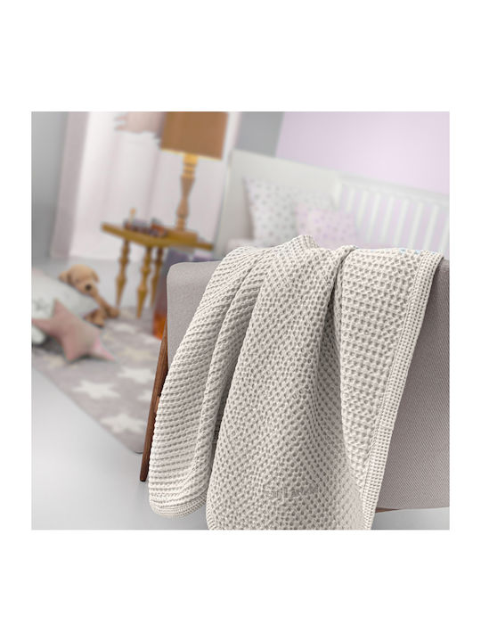 Guy Laroche Cot Blanket Perla Waffle Ecru 110x130cm
