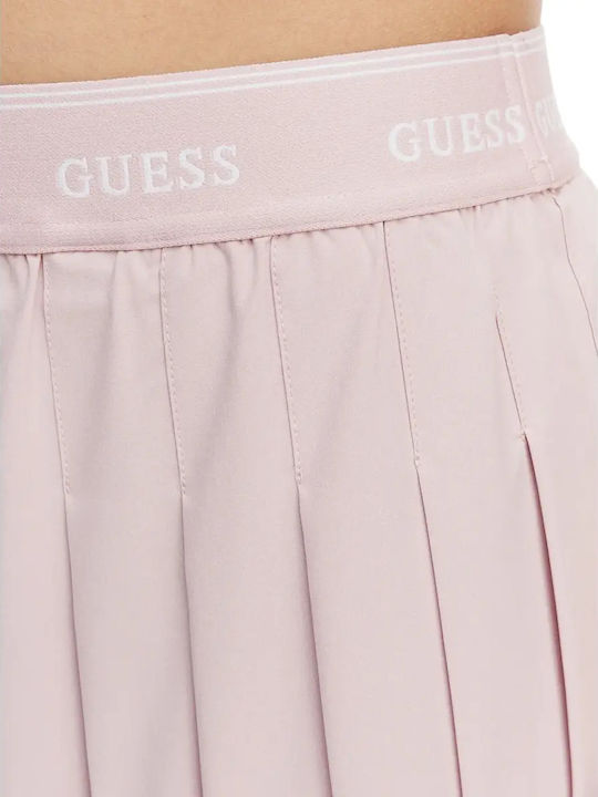 Leather Pleated High Waist Mini Skirt Pink