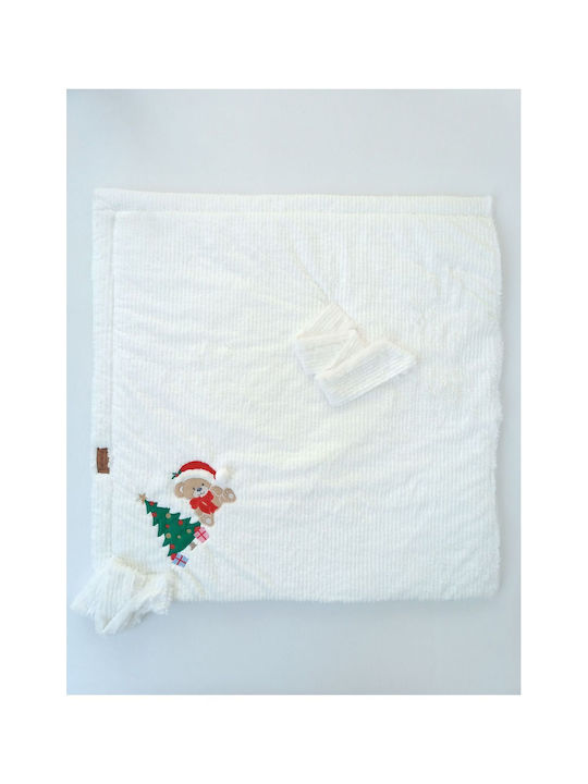SteweHome Nursery Swaddling Cotton Ecru Blanket with Animal 100x100cm
