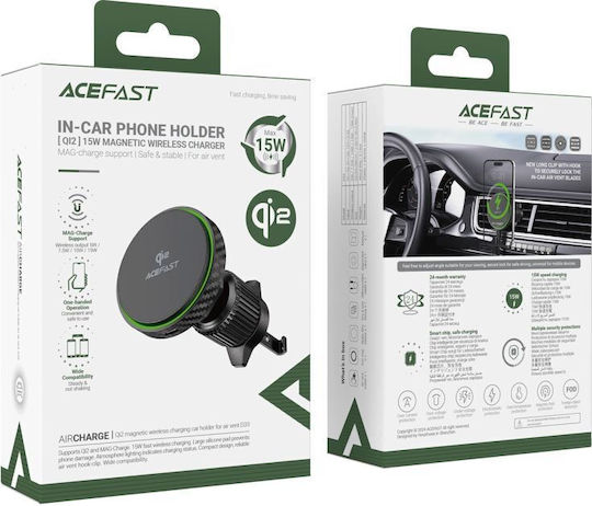 Acefast D33 Suport Auto Încărcare Wireless Qi2 15w Încărcător Magnetic Pentru Grilaj Aer Negru