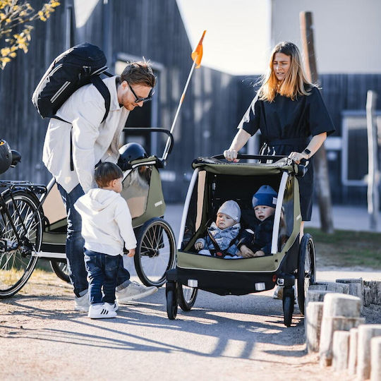 Thule Fahrradanhänger Für Den Transport Von 2 Kindern Thule Courier Dunkelgrün
