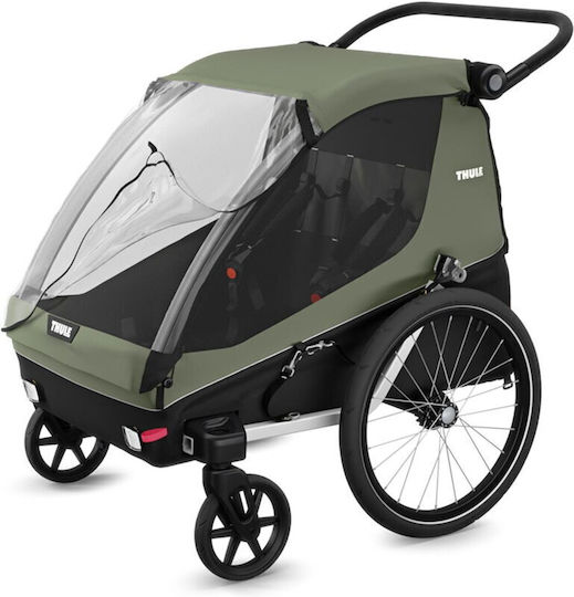 Thule Fahrradanhänger Für Den Transport Von 2 Kindern Thule Courier Dunkelgrün