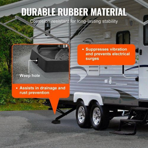 Vevor Rv Leveling Pads Round Landing Feet 9 Inch Jack Stabilizers Permanent Connection Rubber Cushions Capacity 5000 Pounds Per Jack Rv 5th Wheels Trailers Travel Caravans Category A C 6-Pack