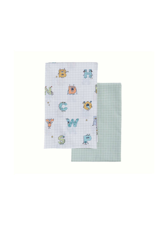 Nef-Nef Homeware Alphabet Monster Комплект Бебешки Чаршафи За Количка Памучни Зелени 70x120бр 2бр