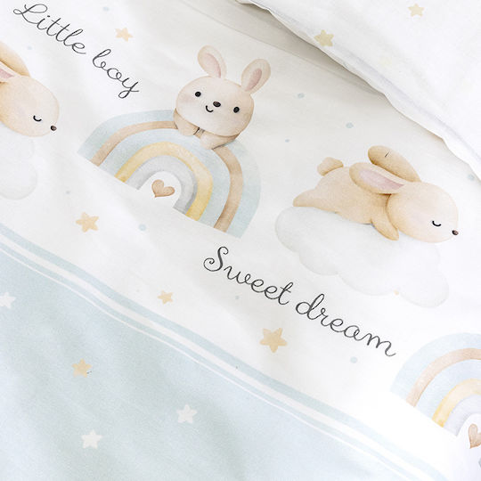 Nima Set Lenjerii de Pat Bebe Pentru Leagăn Din Bumbac Albastre 70x110cm