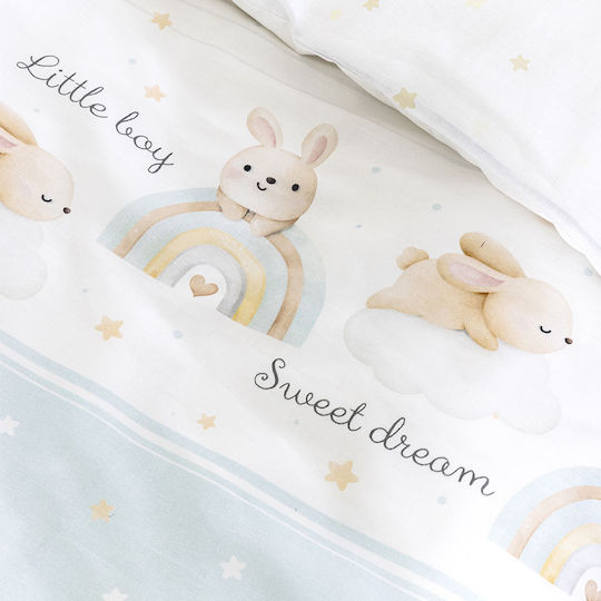 Nima Set Lenjerii de Pat Bebe Pentru Leagăn Din Bumbac Albastre 70x110cm