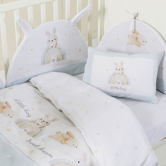 Nima Set Lenjerii de Pat Bebe Pentru Leagăn Din Bumbac Albastre 70x110cm