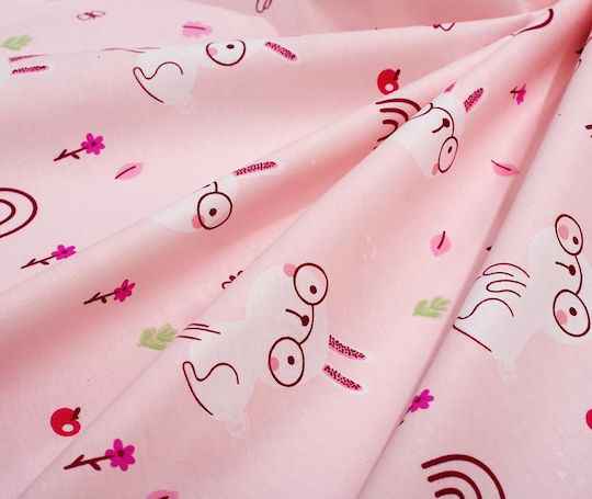 Dimcol Baby Crib Cotton Fitted Sheet Garden 585 Pink 70x140cm