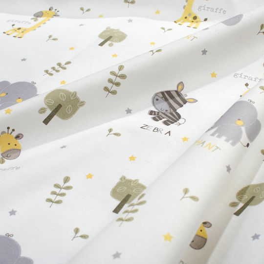 Dimcol Glücklicher Safari 713 Weiße Baby Bettlaken 80x110cm