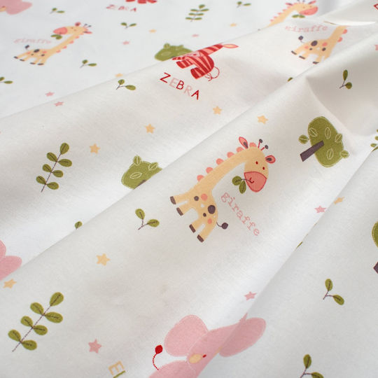 Dimcol Happy Safari 712 Weißes Baby Bettlaken 80x110cm