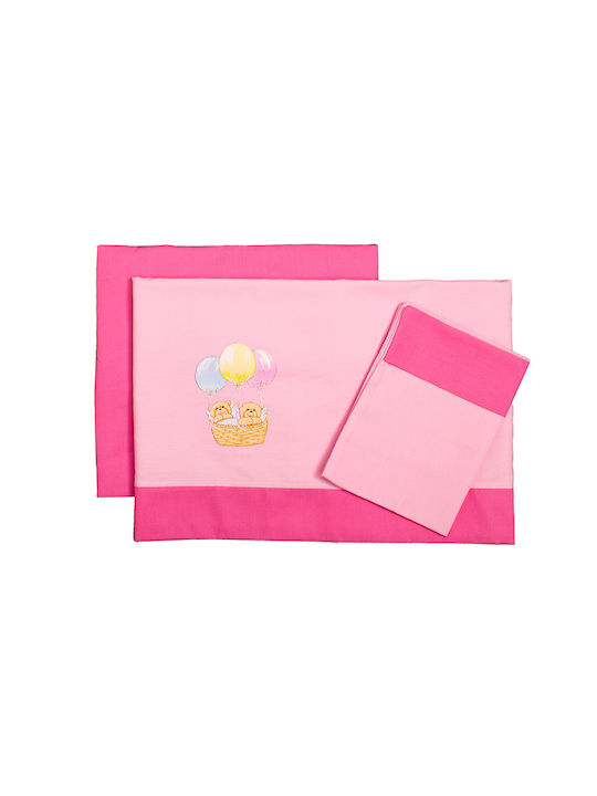 Mother Baby Balloons Baby Sheets Set Crib Cotton Fitted Pink 70x140cm 3pcs