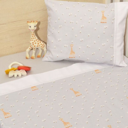 Sophie La Girafe Baby Sheets Set Crib Cotton Fitted Gray 110x170cm 3pcs