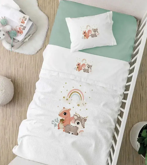 Borea Set Baby Sheets Crib Cotton Woodland White 120x160cm