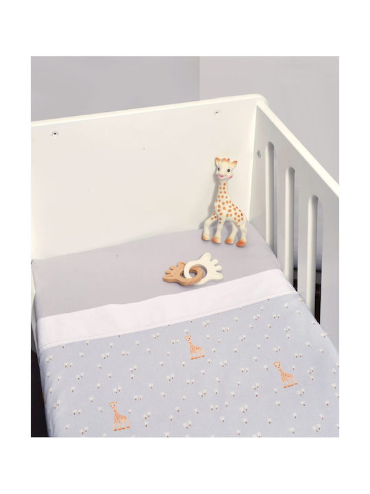 Sophie La Girafe Baby Sheets Set Crib Cotton Fitted Gray 110x170cm 3pcs