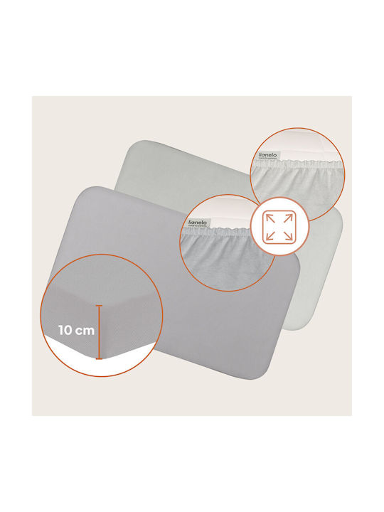 Lionelo Set Lenjerii de Pat Bebe Pentru Leagăn Din Bumbac cu Elastic Albe 80x42cm LO-BAMBOO_SHEET_OFF_WHITE_GREY_80x42