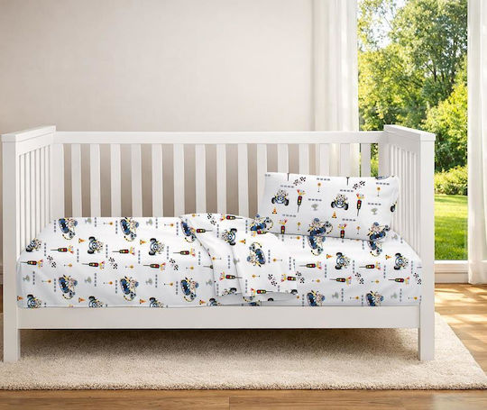 Dimcol Set Baby Crib Cotton Sheets Animal Grand Prix 589 Multicolour 120x160cm 3 Pieces