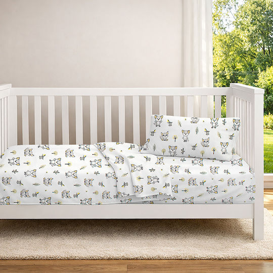 Dimcol Σετ Βρεφικά Σεντόνια Κούνιας Βαμβακερά Baby Foxes 595 Πολύχρωμα 120x160εκ. 3τμχ