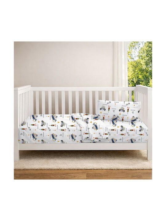 Dimcol Set Baby Crib Cotton Sheets Animal Grand Prix 589 Multicolour 120x160cm 3 Pieces