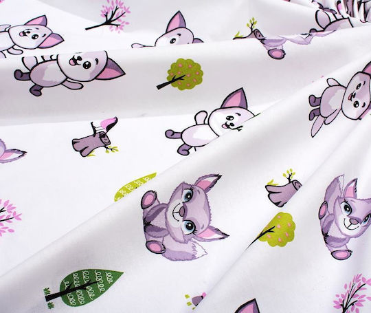 Dimcol Set Baby Crib Cotton Sheets Baby Foxes 594 Multicolour 120x160cm 3 Pieces