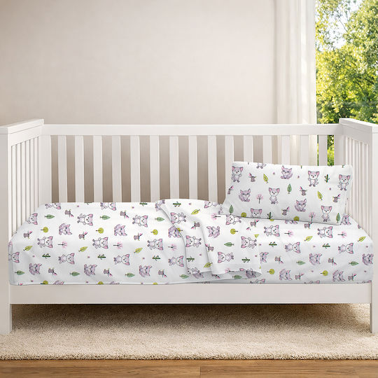 Dimcol Set Baby Crib Cotton Sheets Baby Foxes 594 Multicolour 120x160cm 3 Pieces
