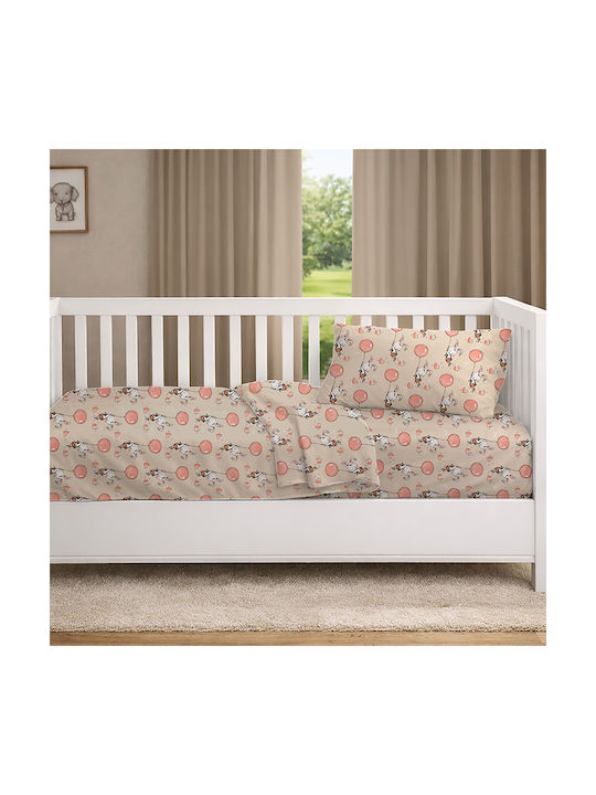 Dimcol Set Baby Crib Cotton Sheets Floating Bunny 714 Multicolour 120x160cm 3 Pieces