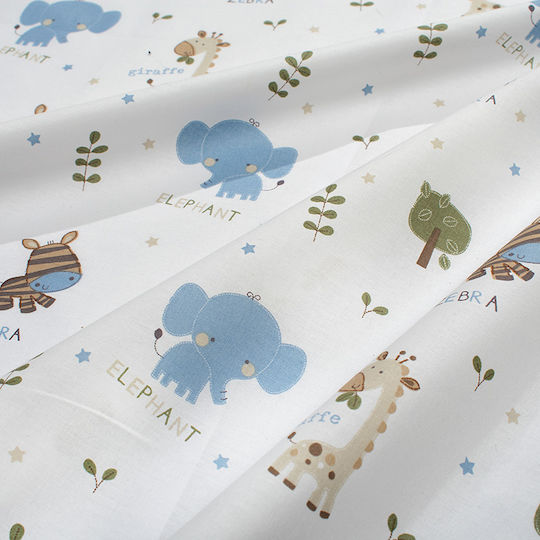 Dimcol Set Baby Crib Cotton Sheets Happy Safari 711 Multicolour 120x160cm 3 Pieces
