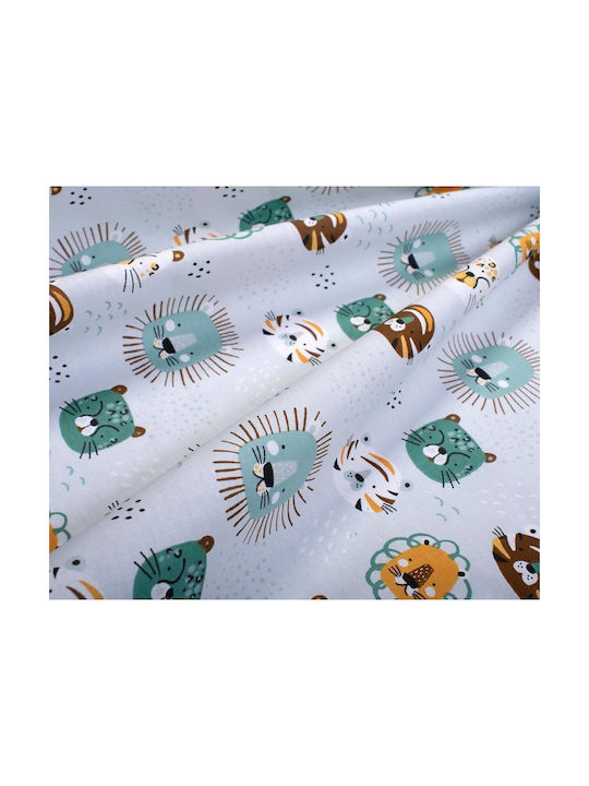 Dimcol Baby Crib Cotton Fitted Sheet Big Cats 28 Turquoise 70x140cm