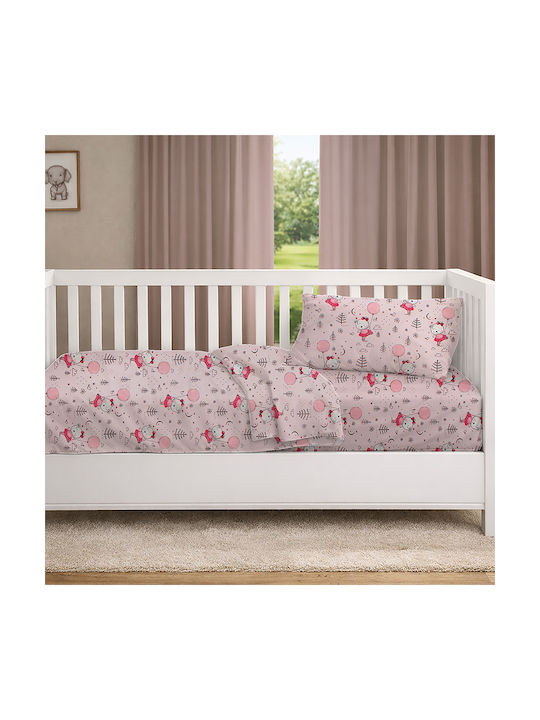 Dimcol Set Baby Crib Cotton Sheets Ballerina Bear 598 Multicolour 120x160cm 3 Pieces