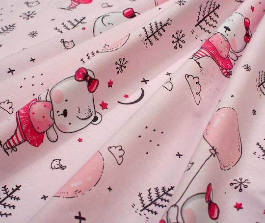 Dimcol Set Baby Crib Cotton Sheets Ballerina Bear 598 Multicolour 120x160cm 3 Pieces