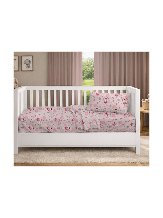 Dimcol Set Baby Crib Cotton Sheets Ballerina Bear 598 Multicolour 120x160cm 3 Pieces