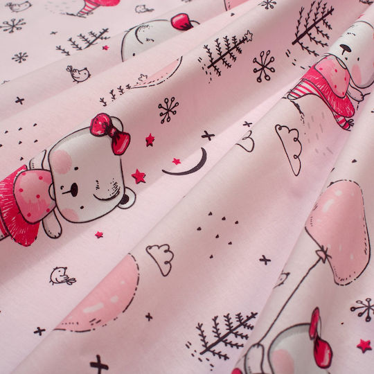 Dimcol Set Baby Crib Cotton Sheets Ballerina Bear 598 Multicolour 120x160cm 3 Pieces