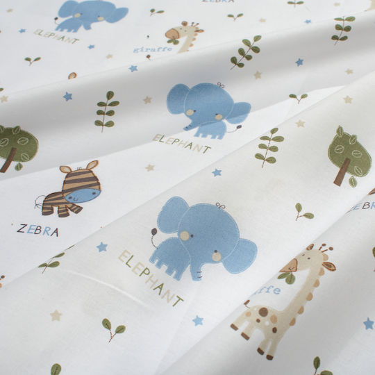 Dimcol Set Baby Crib Cotton Sheets Happy Safari 711 Multicolour 120x160cm 3 Pieces