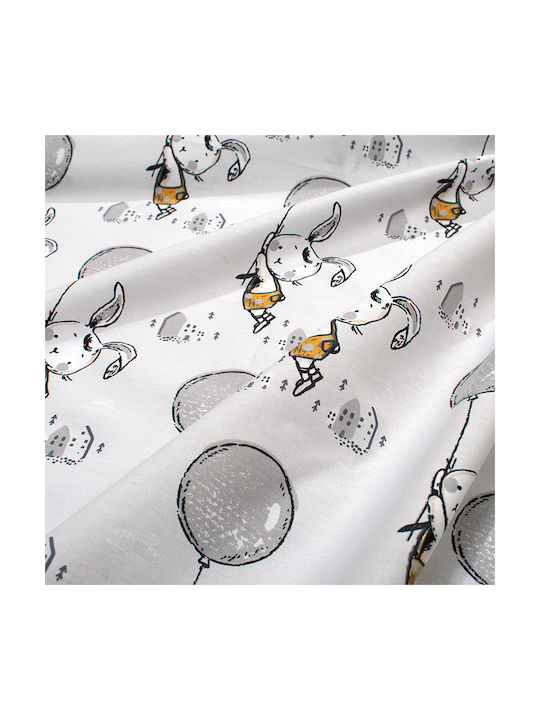 Dimcol Baby Bettlaken Für Krippe Baumwolle Angepasst Floating Bunny 715 Grau 70x140cm