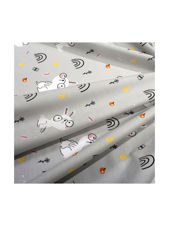 Dimcol Set Baby Crib Cotton Sheets Rabbit Garden Multicolour 120x160cm 3 Pieces