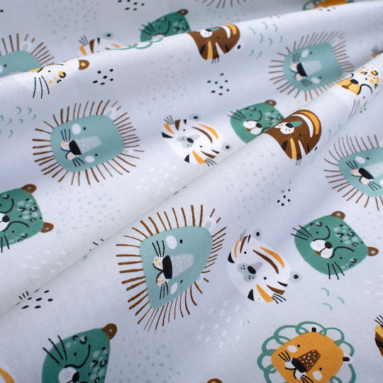Dimcol Set Baby Crib Cotton Sheets Big Cats 28 Multicolour 120x160cm 3 Pieces