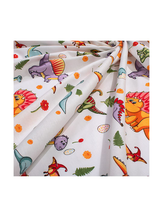 Dimcol Baby Bettlaken Für Krippe Baumwolle Angepasst Dinosaur 520 Weiß 70x140cm