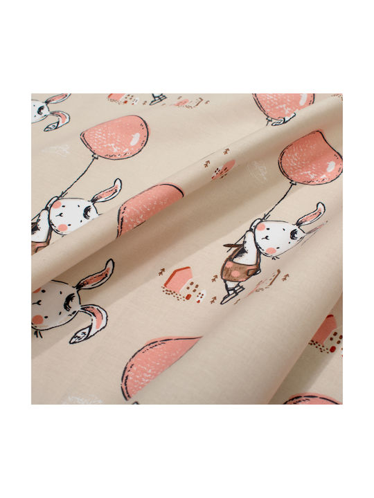 Dimcol Lenjerie De Patut Bebe Pentru Patut Din Bumbac Cu Cauciuc Floating Bunny 714 Bej 70x140cm