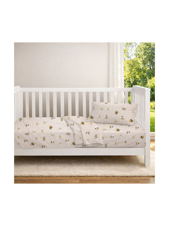 Dimcol Set Baby Crib Cotton Sheets Bear's Playtime 592 Multicolour 120x160cm 3 Pieces