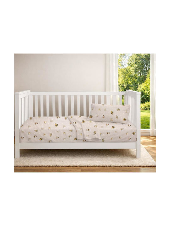 Dimcol Set Baby Crib Cotton Sheets Bear's Playtime 592 Multicolour 120x160cm 3 Pieces