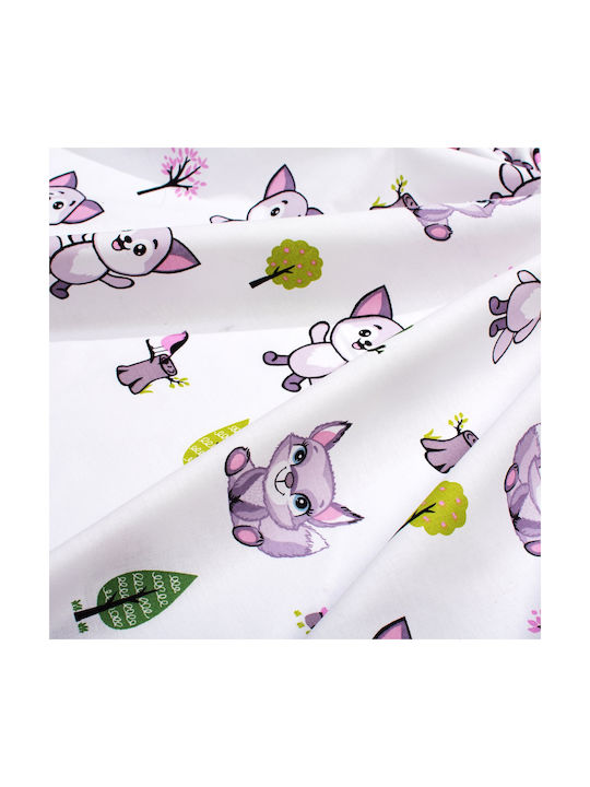 Dimcol Baby Crib Cotton Fitted Sheet Baby Foxes 594 White 70x140cm